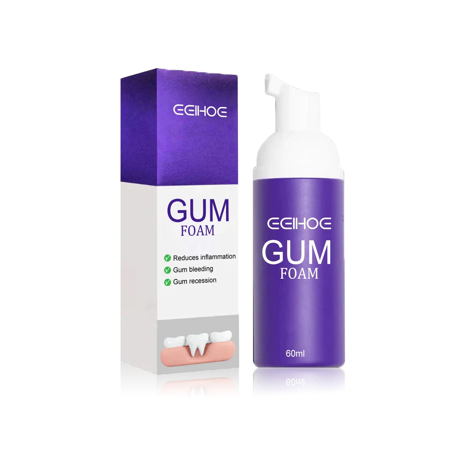 EELHOE Gum Care Toothpaste Mousse Relief Discomfort Soothing Gum Cleaning Teeth Stains Mild Formula Purple Dental Care Cleaner