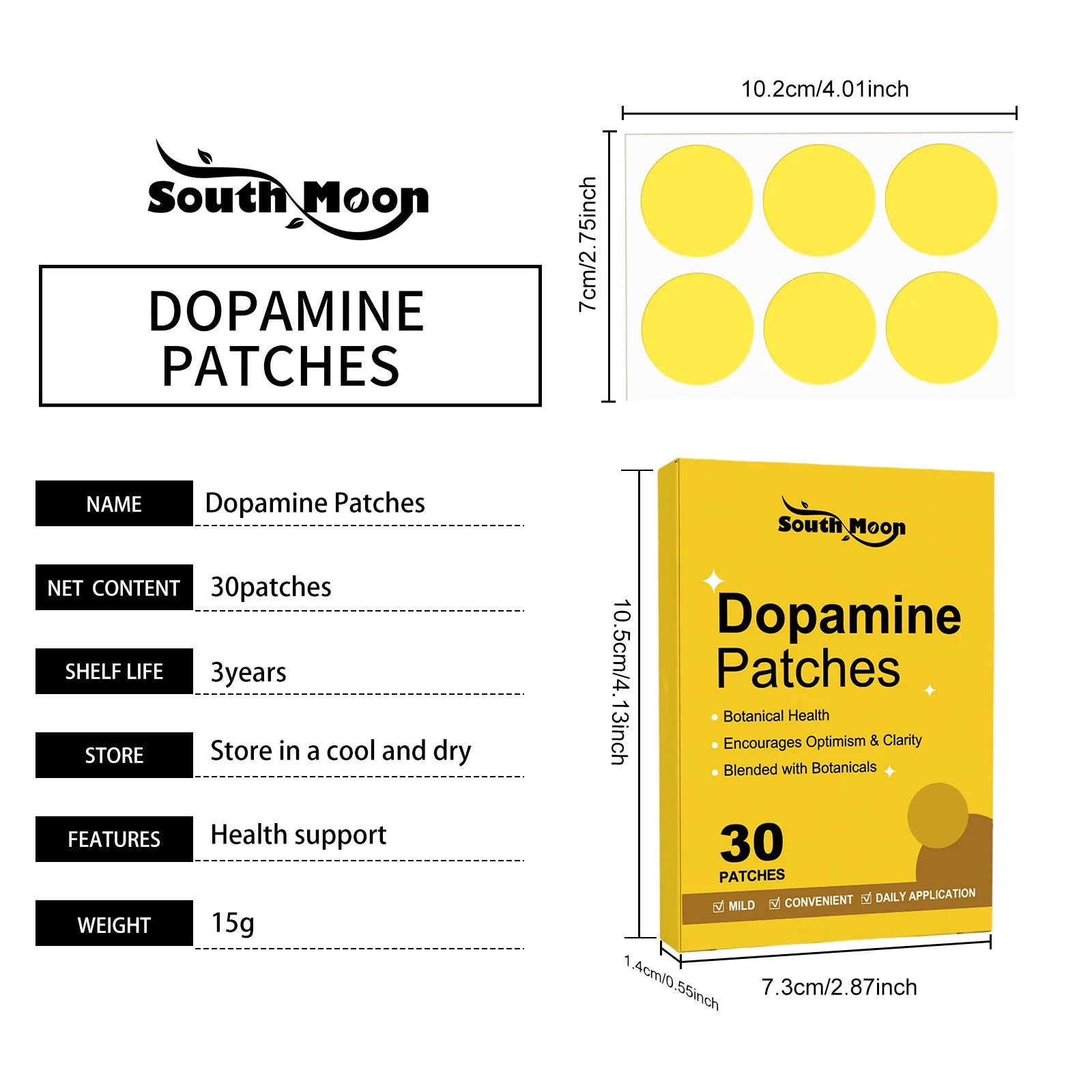 South Moon 30pcs Dopamine Patch Strengthen Immune System Energy Boost Anti Anxiety Relief Mood Nourish Body Care Dopamine Patch