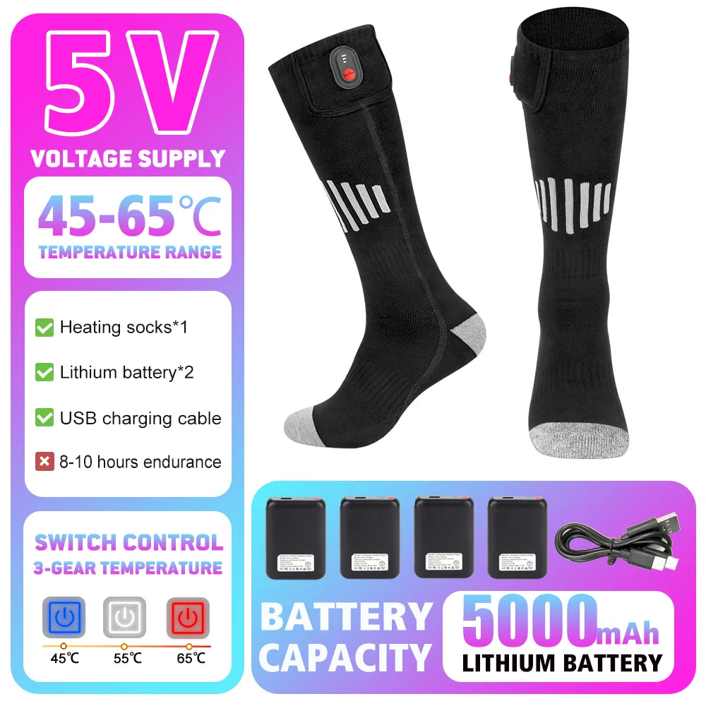 Winter Heated Socks 5000mAh APP Control Thermal socks Electric Heating Ski Socks Thermal Heated Foot Warmer Ski Sports