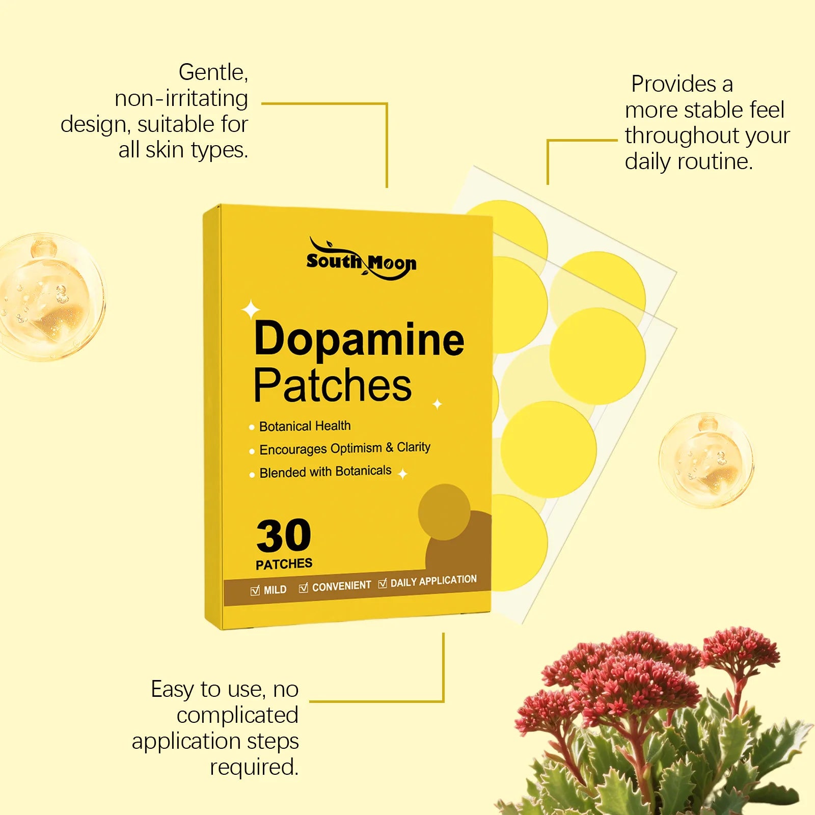 South Moon 30pcs Dopamine Patch Strengthen Immune System Energy Boost Anti Anxiety Relief Mood Nourish Body Care Dopamine Patch