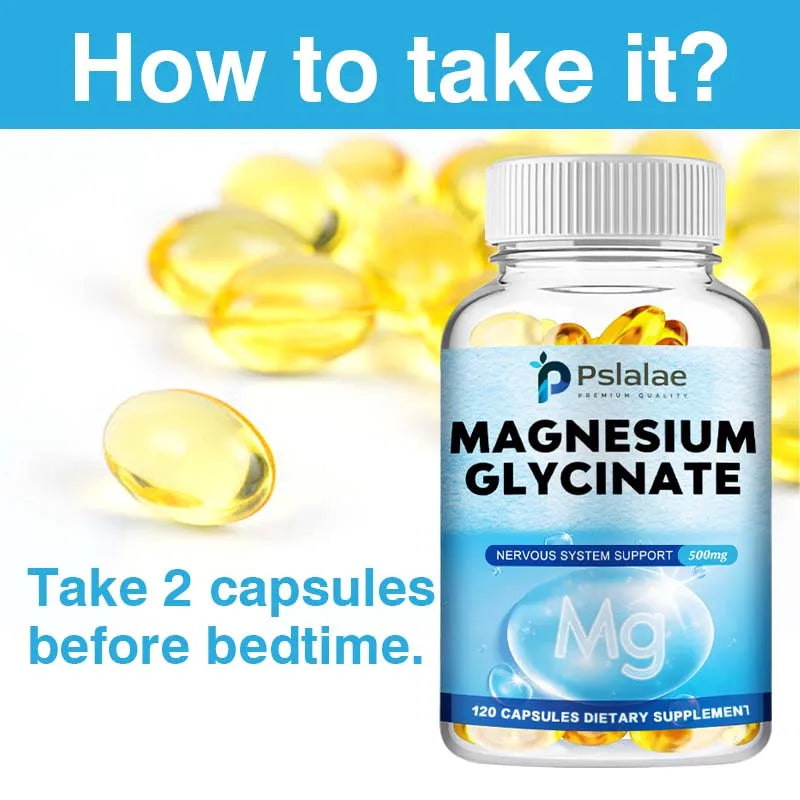 Magnesium Glycinate - Supports Muscle, Nerve, Joint and Heart Health, Promotes Deep Sleep, with Vitamin D3, Zinc - 120 Capsules