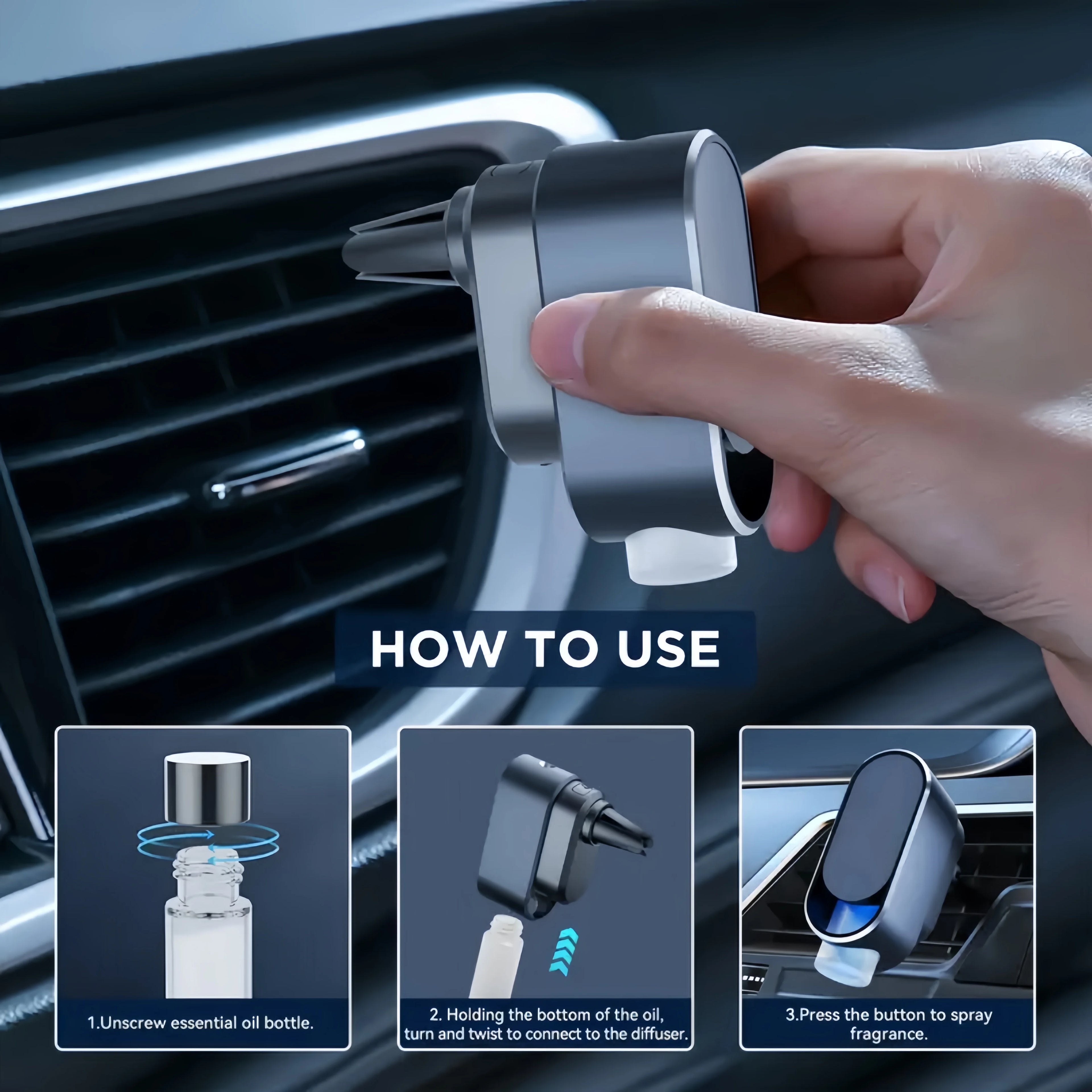 Car Aromatherapy Diffuser Set Car interior accessories comes with four bottles of perfume and a rechargeable cable car aromather