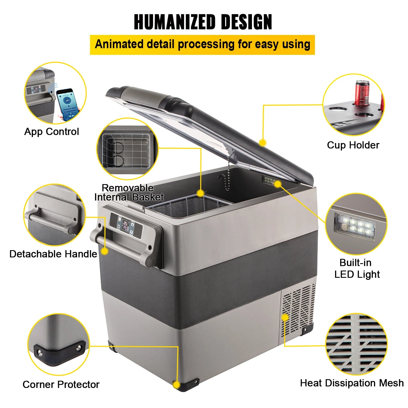 SucceBuy 20L 22L 35L 45L 55L Car Refrigerator Mini Fridge Freezer Portable Compressor Cooler DC 110-240V Ice Box for Camping