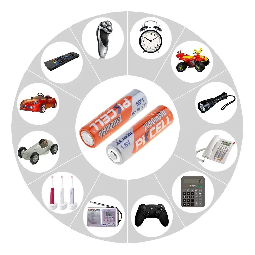 4Pcs x PKCELL Bateria AA Batteries 1.6V Nickel-Zinc 2500mWh Ni-Zn 2A aa Rechargeable Battery Bateries Baterias