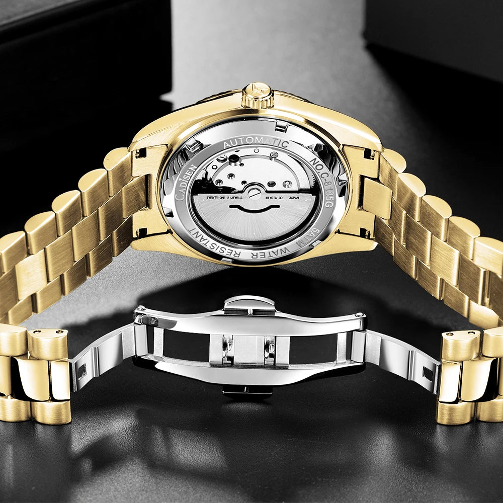 CADISEN C8185 Men Watches Swimming 10Bar Waterproof Screw Crown Japan Miyota Movement Mechanical Watch Newest Version Wristwatch
