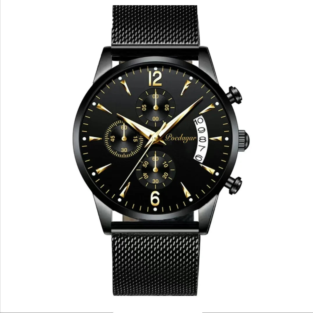 Watch POEDAGAR New Fashion Men Watch Waterproof Luminous Date Sports Watches Luxury Quartz Man Wristwatch Luxuri Male Clock +Box