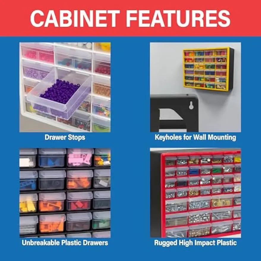 24-Drawer Plastic Storage Cabinet for Garage, Workshop, Home Organization - 20"W x 6"D x 16"H, Black