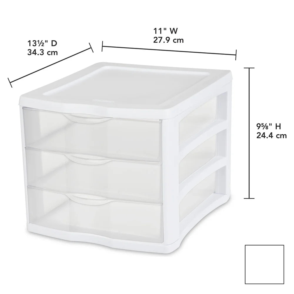 3 Drawer Clear Plastic Desktop Storage Organizer Stackable Countertop Drawer Crafts Office Supplies Jewelry Home Office Storage