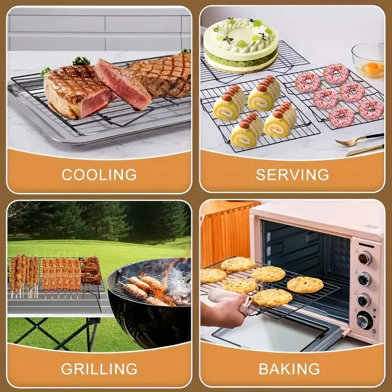 1/2/3PC Stainless Steel Stackable Cooling Rack for Baking Nonstick Metal Cake Cooling Rack Grid Net Baking Tray Oven Cooling Rac