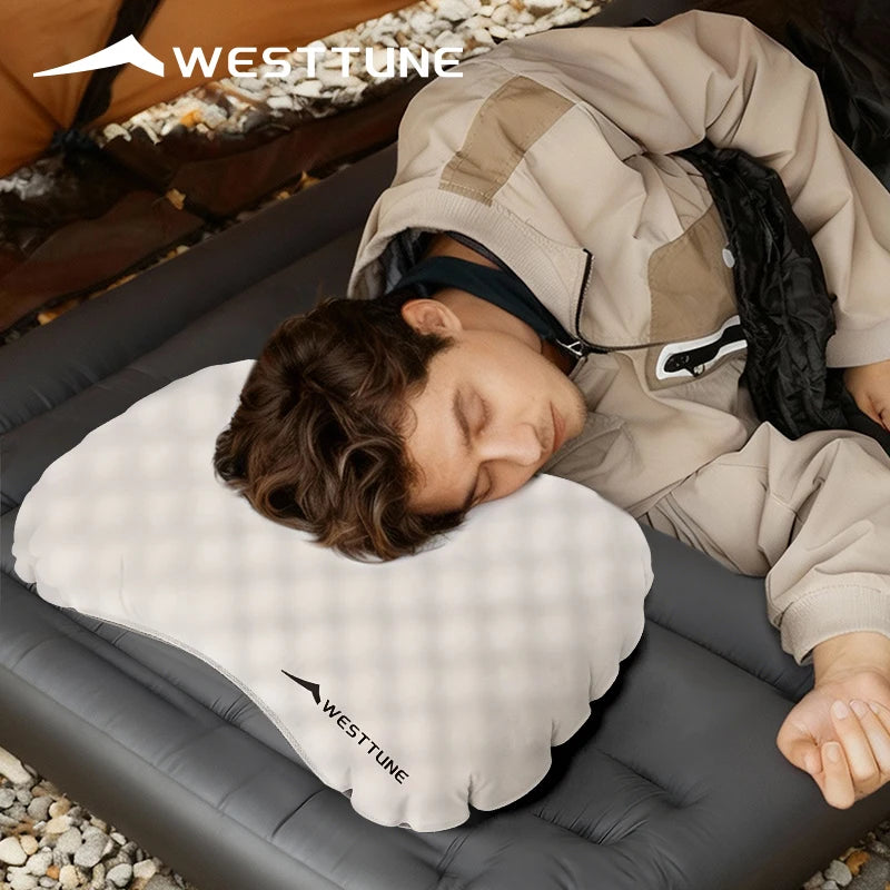WESTTUNE Camping Ice Sillky Pillow Portable Ultralight Travel Inflatable Pillow Outdoor Hiking Sleeping Neck Lumbar Pillow