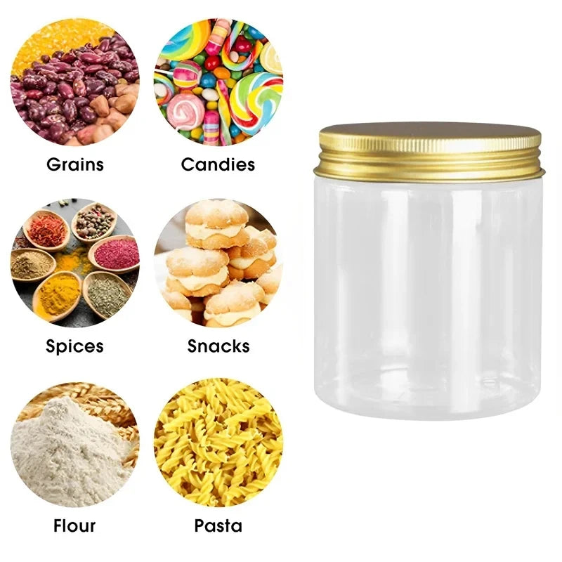 12pcs 250ml Storage Jars with Lids Clear Round Canister Empty Plastic Cosmetic Jar Food Storage Containers Travel Kitchen Supply