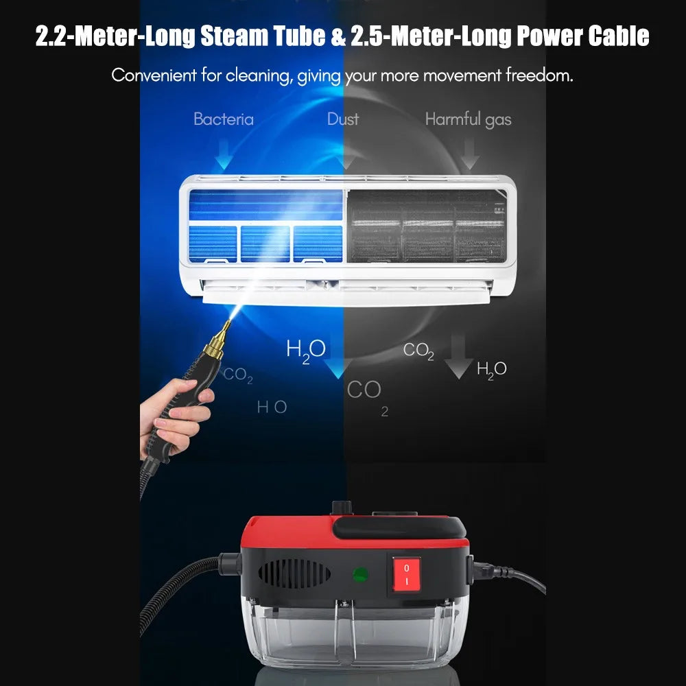 Portable Handheld Steam Cleaner High Temperature Pressurized Steam Cleaning Machine 2500W with Brush Heads for Kitchen Cleaning
