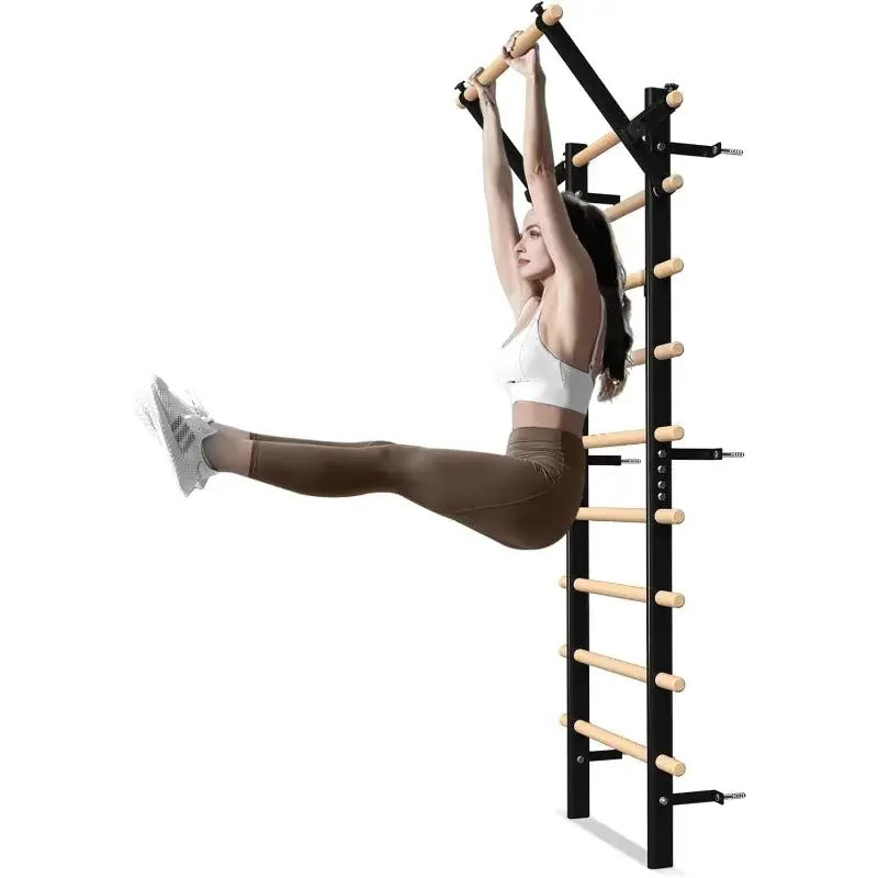 Wooden Stall Bar with Pull-Up & Dip Attachments