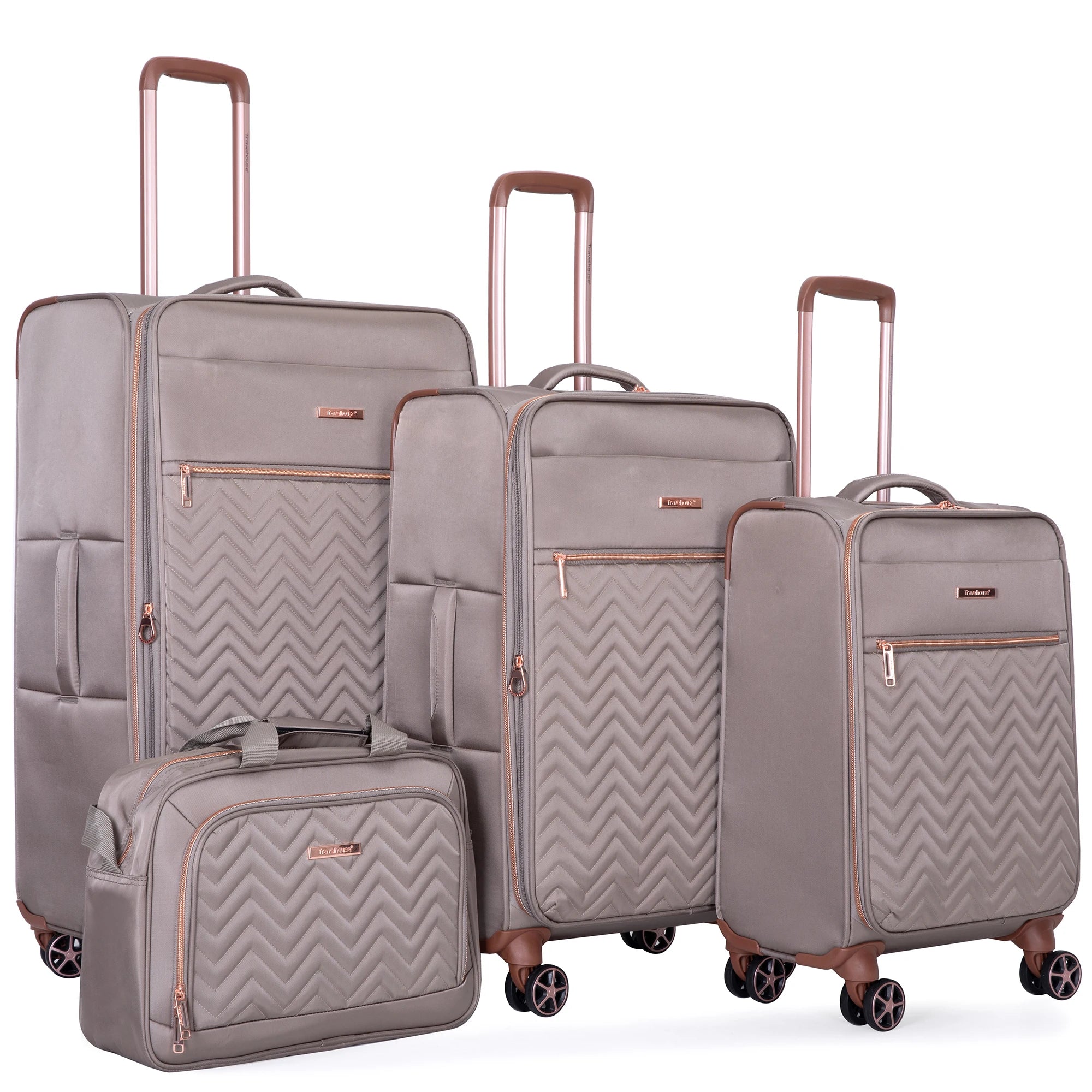 Travelhouse 4 Piece Luggage Set Softside Expandable Lightweight Suitcase with Double Spinner Wheels