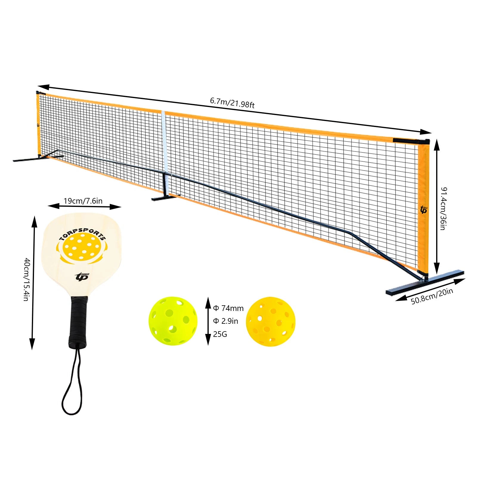 Portable Pickleball Net Set with 4 Pickleball Paddles Outdoor Pickleballs and Carry Bag also suitable for badminton, tennis