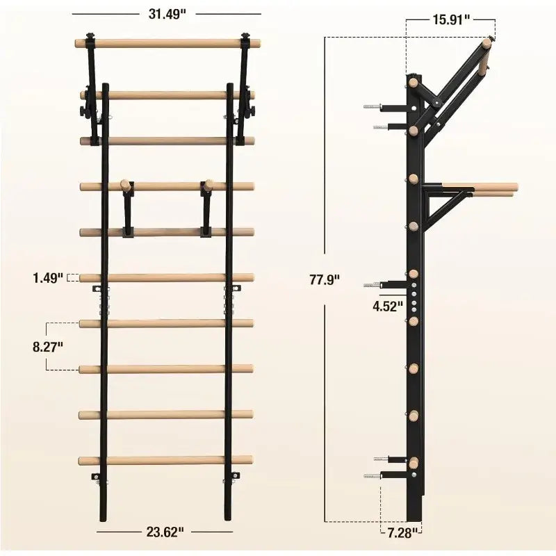 Wooden Stall Bar with Pull-Up & Dip Attachments