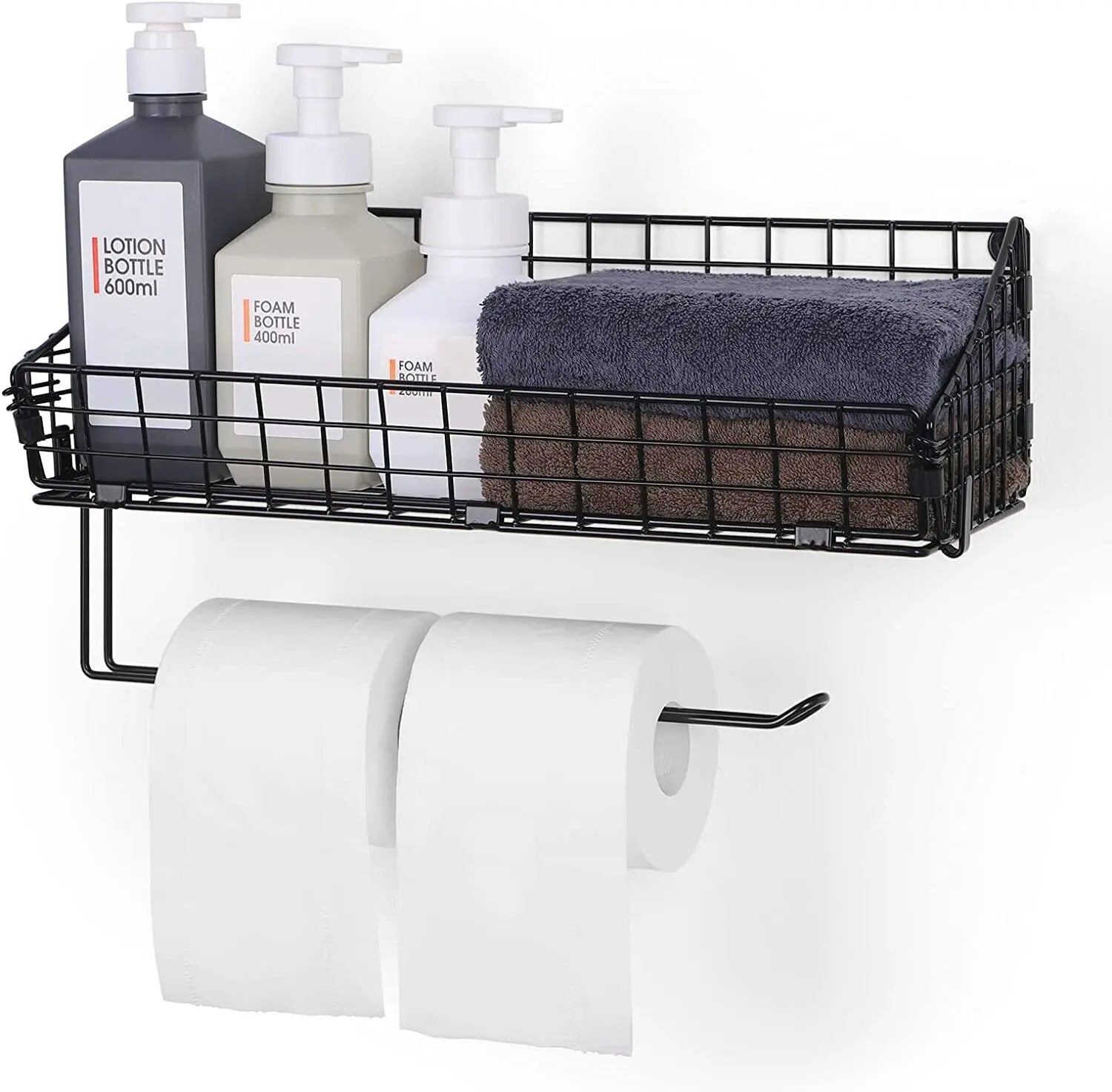 Iron mesh wall mounted kitchen paper rack for hanging exquisite and unique wire mesh large capacity storage space