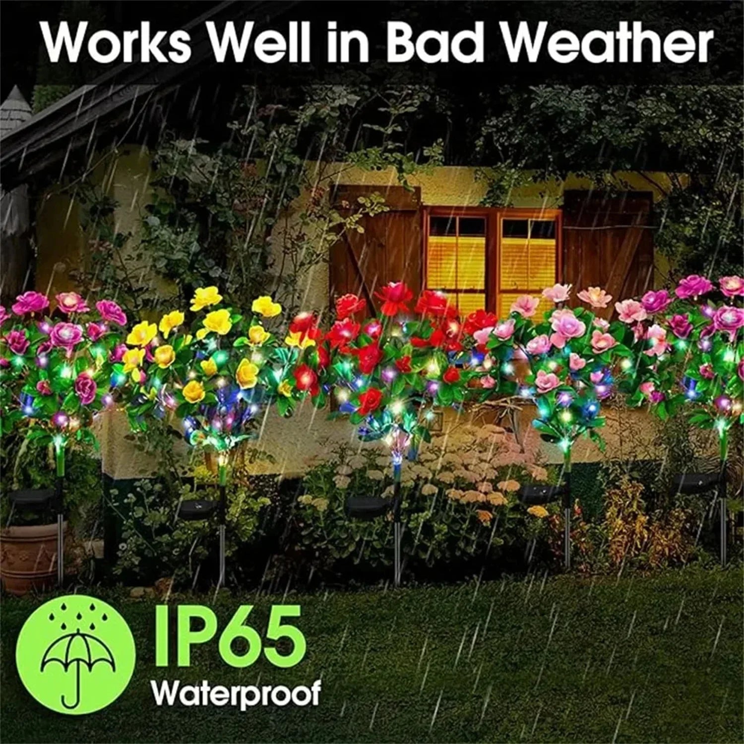 Solar Flowers Lights LED Azalea Outdoor Waterproof Landscape Light for Lawn Patio Garden Path Decorative Lighting Best Gift