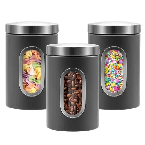 QYQRQF Canisters Sets for The Kitchen 3pcs Sugar Flour Coffee Storage Jars Stainless Steel Food Container Organizer for Kitchen