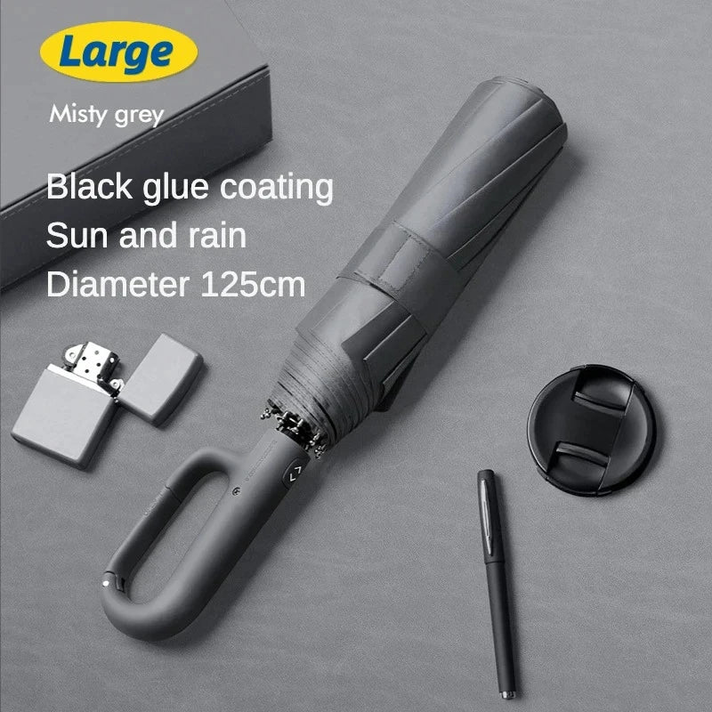 Windproof Automatic Folding Umbrella, 125CM Diameter Large Rain Umbrella, Sun UV UPF50+ Protection Umbrellas for Man and Women