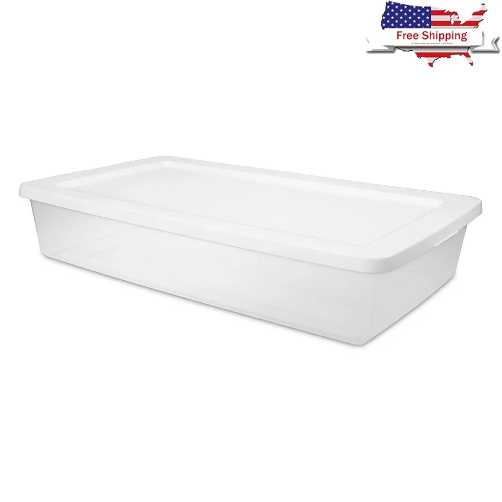 Clear Plastic Storage Bin 41 Qt Stackable Container with Snap-On Lid Ideal Clothing Organization Home Office Bedroom Storage