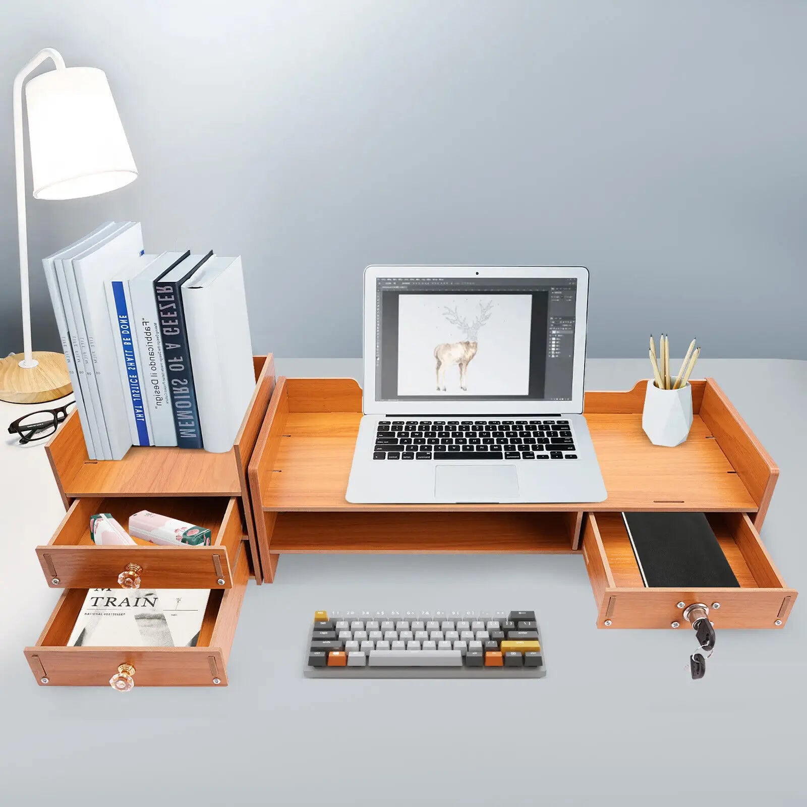 Office Table Organizer Keyboard Computer Desk Holder Collector Storage Shelf