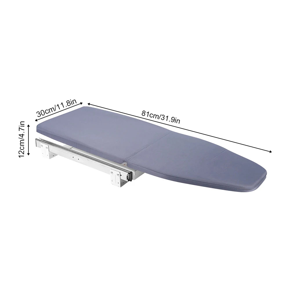 Foldable Ironing Board, Retractable Cabinet Mount, Push-Pull Sturdy Metal Frame 80x29.5cm / 31.5x11.6in (Gray)