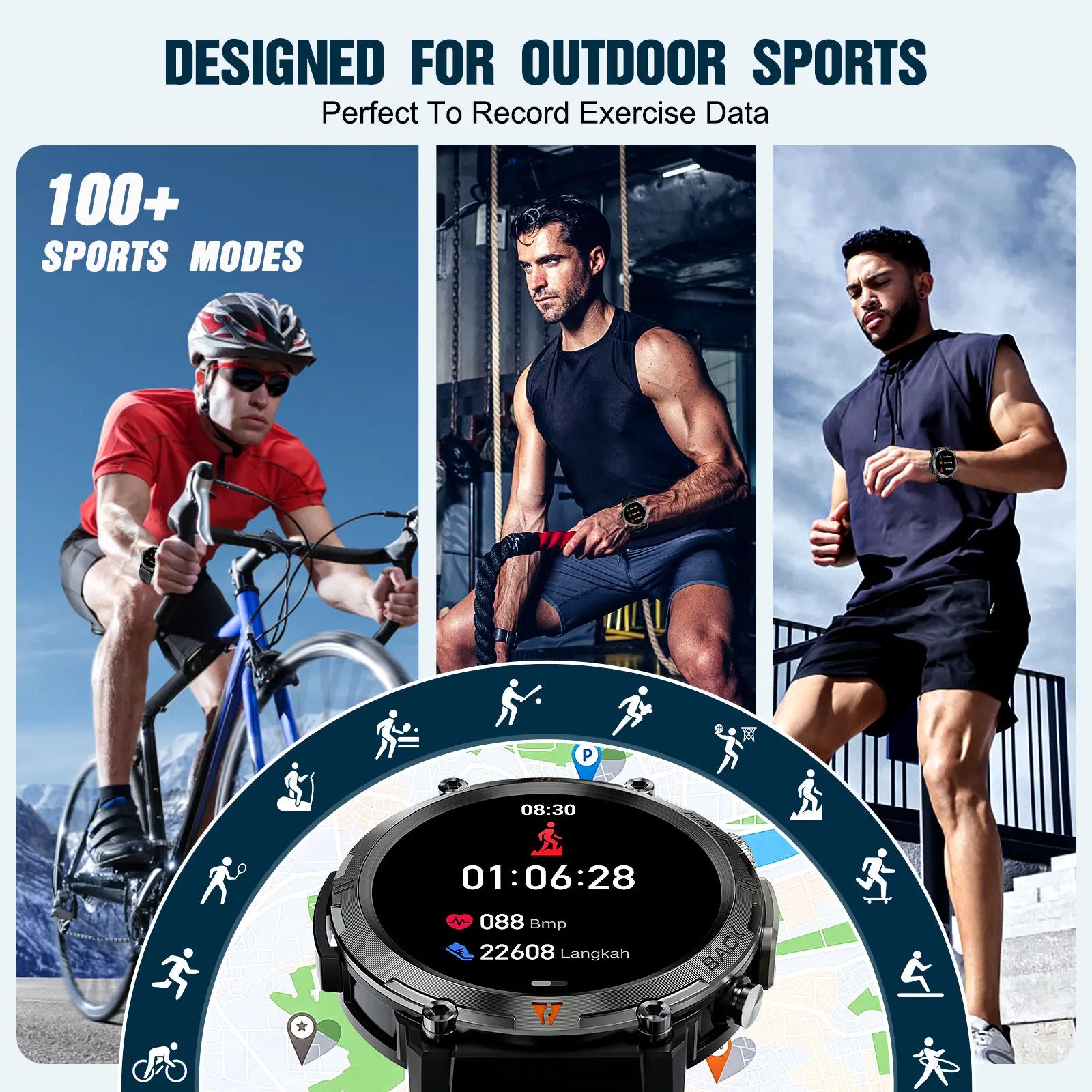 LaNikar 2025 KE3 Bluetooth Call Smart Watch Men Full Touch Screen Health Monitor With steel ring Men SmartWatch For IOS Android