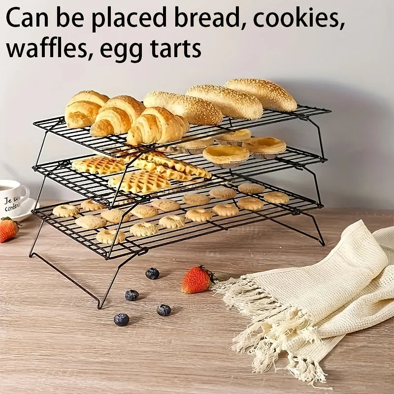 1/2/3PC Stainless Steel Stackable Cooling Rack for Baking Nonstick Metal Cake Cooling Rack Grid Net Baking Tray Oven Cooling Rac