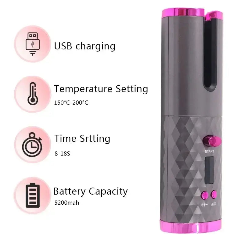Portable Wireless Automatic Hair Curler 3 Color