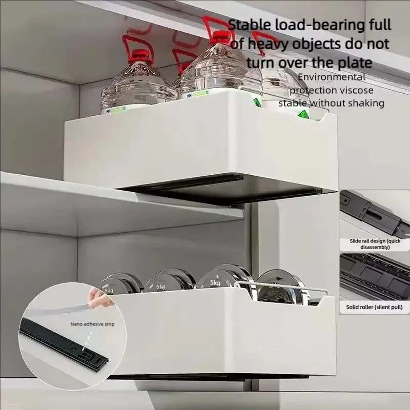 Pull Out Cabinet Organizer with Slide Rails Storage Rack