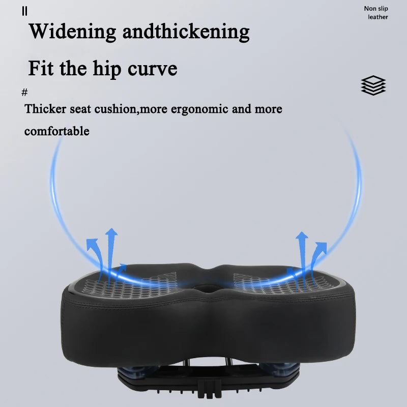 DRCKHROSComfortable Bicycle Saddle Double Shock Absorption Commuter Cycling Seat High Elastic Widen MTB Road Bike Cushion