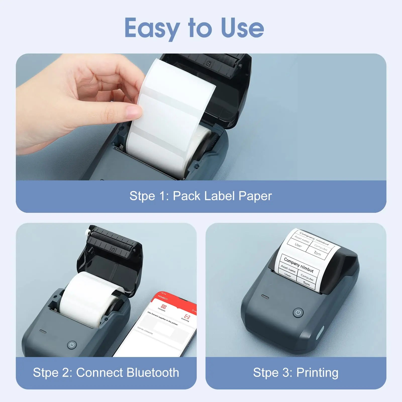 Niimbot B1 Portable Thermal Printer Bluetooth Mini Label Printer Adhesive Paper Maker Sticker Printer 2 Inch Labeling Machine