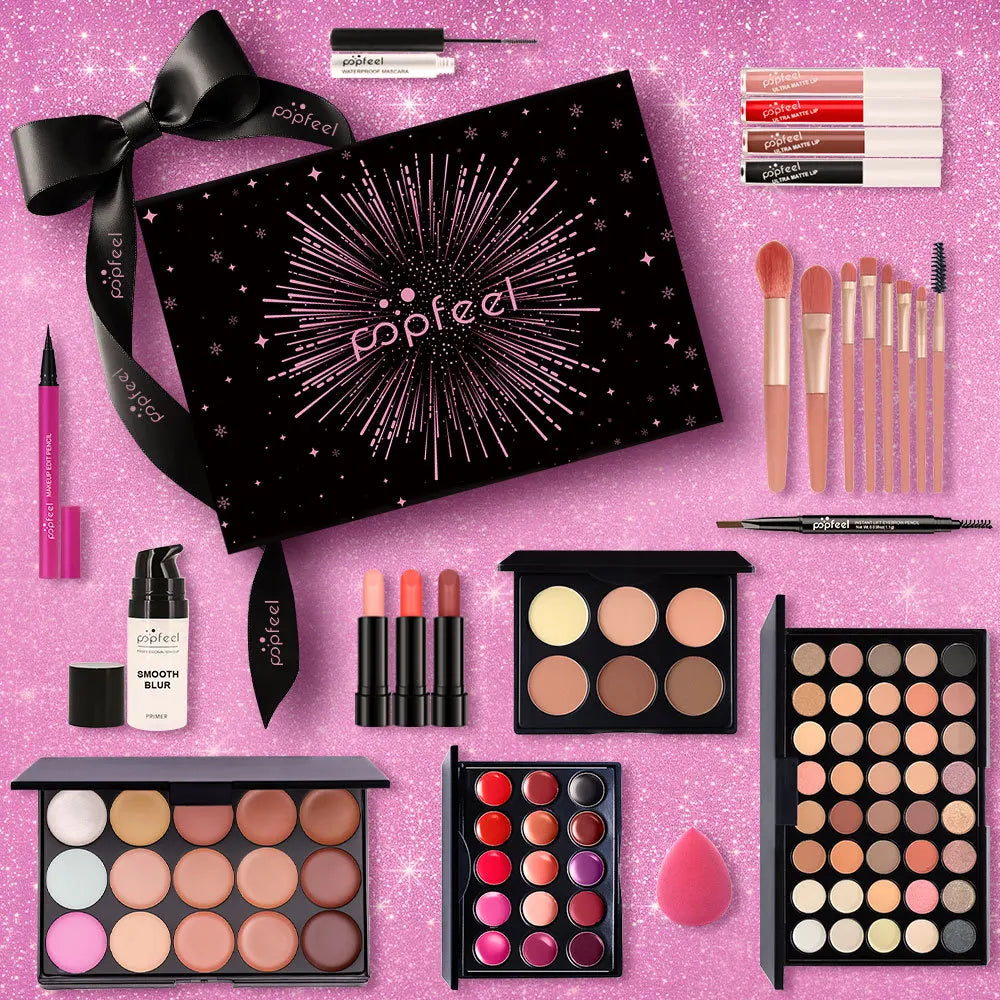 Makeup Kit Gift Box Beauty Eyeshadow Palette Eyeliner Lipstick Mascara Brush Makeup Full Set for Women Female Beginner Student