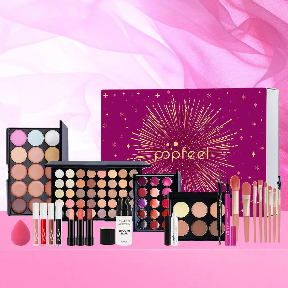 Makeup Kit Gift Box Beauty Eyeshadow Palette Eyeliner Lipstick Mascara Brush Makeup Full Set for Women Female Beginner Student