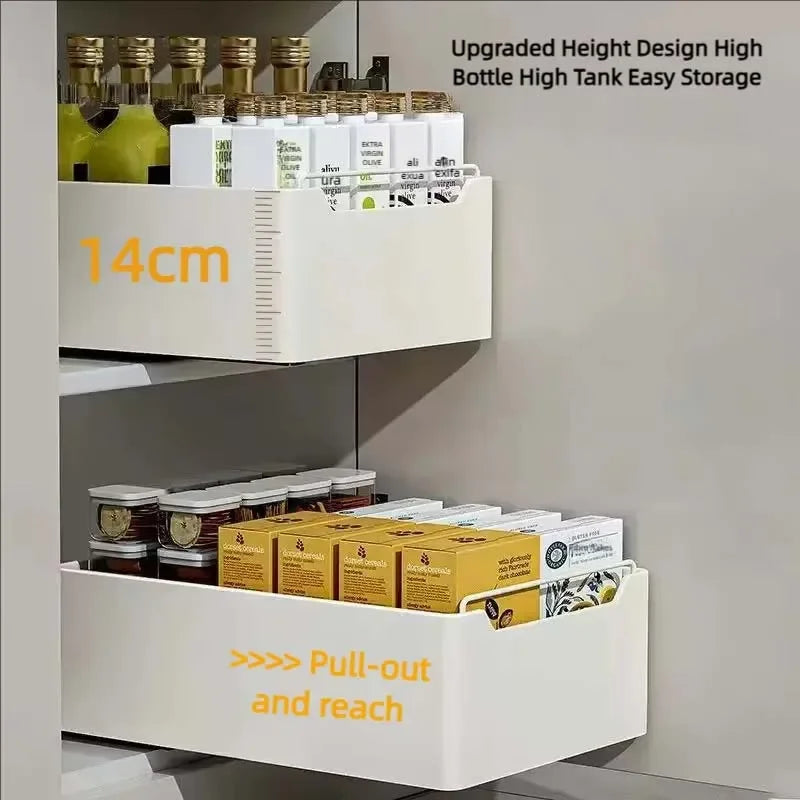 Pull Out Cabinet Organizer with Slide Rails Storage Rack