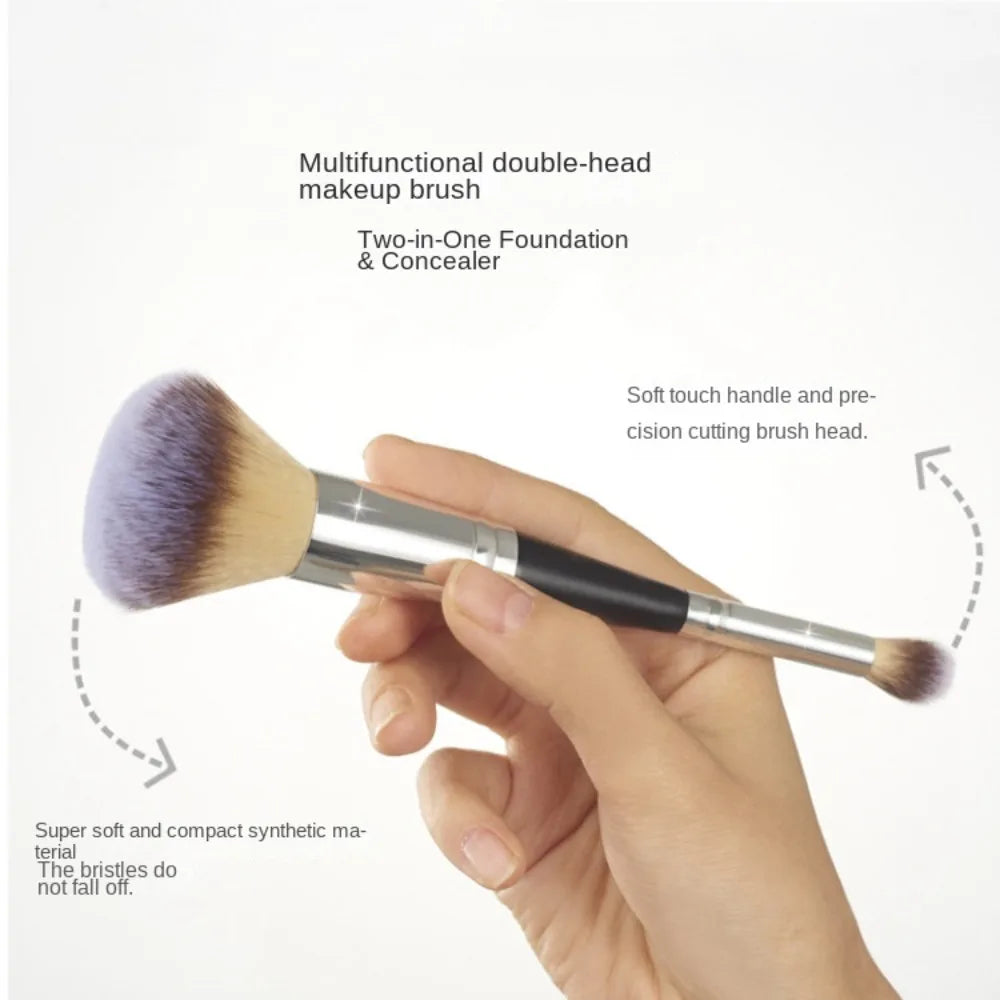 Rounded Taperd Dual-ended Foundation Brush Short Hair Flawless Makeup Brushes Dual-purpose Makeup Brush for Liquid Cream Powder