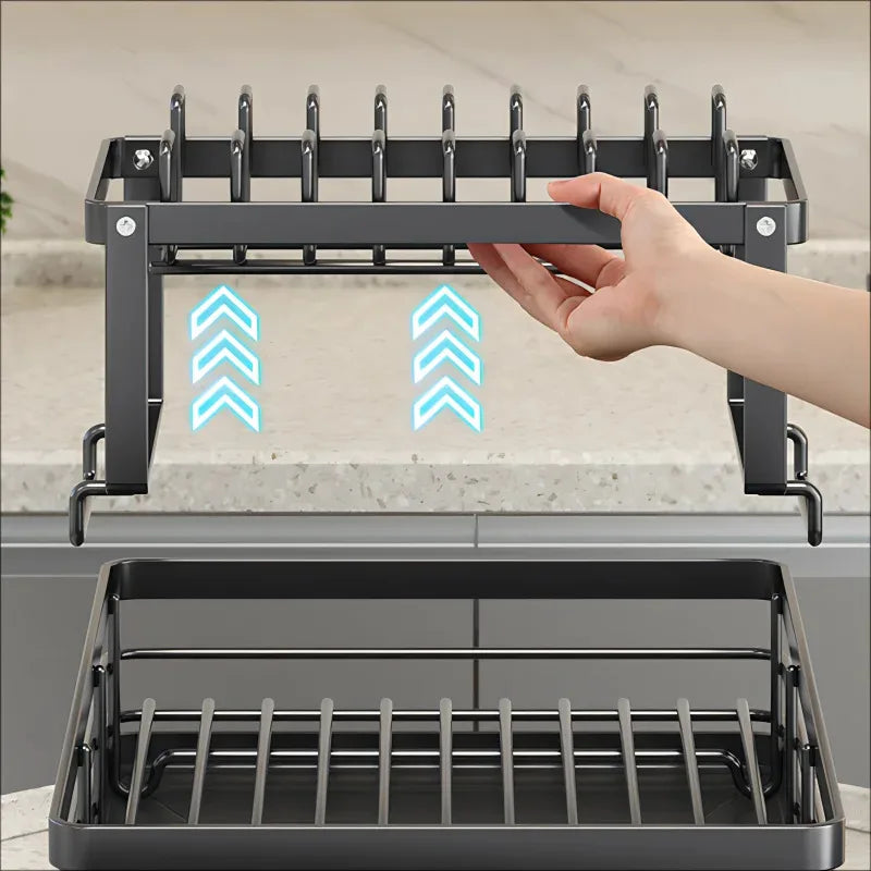 Stainless Steel Dish Drying Rack with Drainboard, Over Sink Plate Organizer for Kitchen Storage & Organization