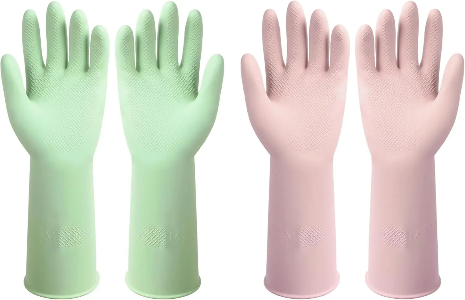 Dishwashing Rubber Gloves Reusable Kitchen Gloves 2Pairs Cleaning Gloves for Washing Dishes Long-lasting&Non-Slip