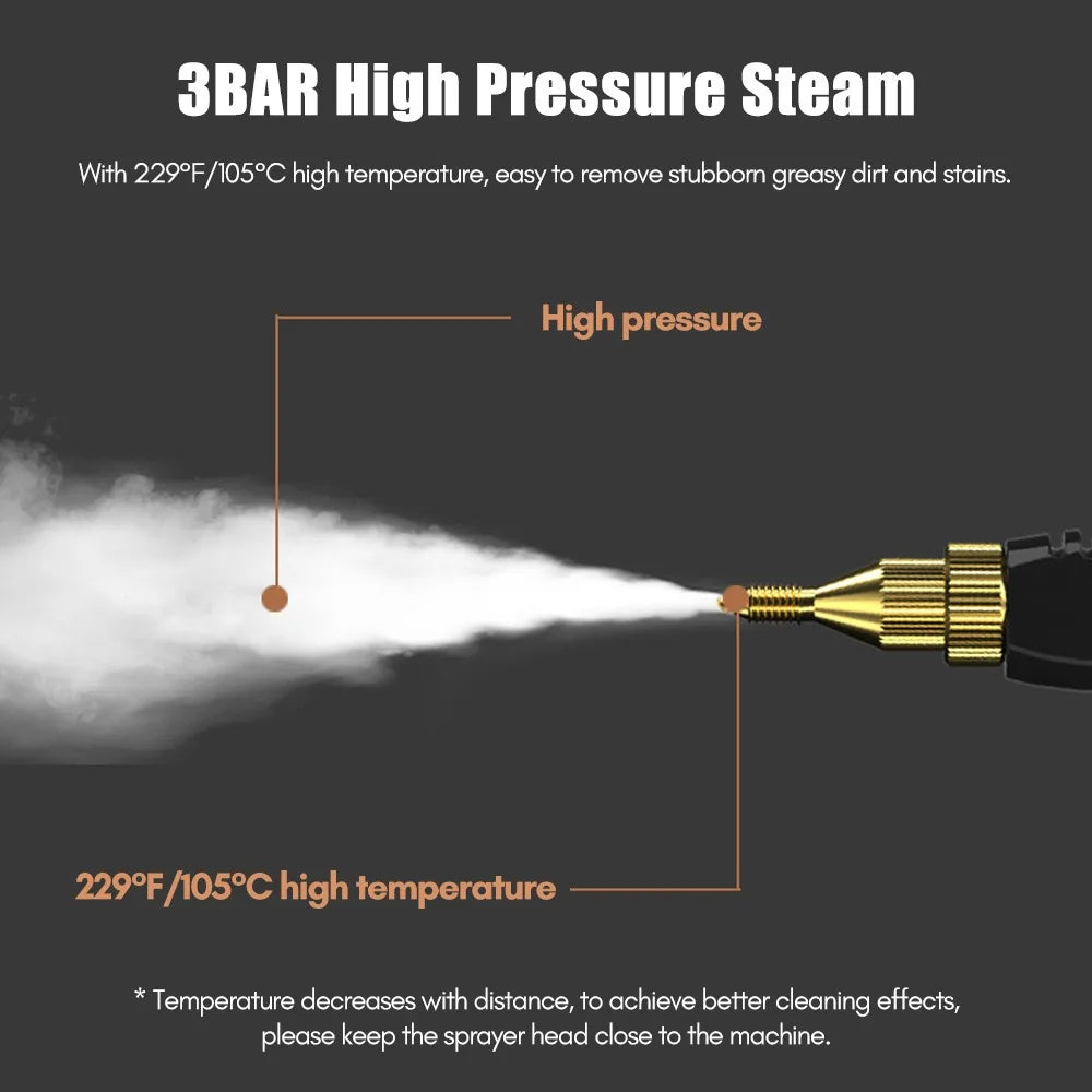 Portable Handheld Steam Cleaner High Temperature Pressurized Steam Cleaning Machine 2500W with Brush Heads for Kitchen Cleaning