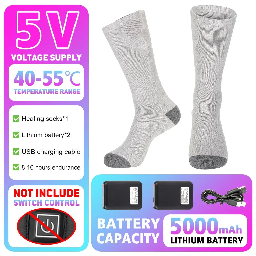 Winter Heated Socks 5000mAh APP Control Thermal socks Electric Heating Ski Socks Thermal Heated Foot Warmer Ski Sports