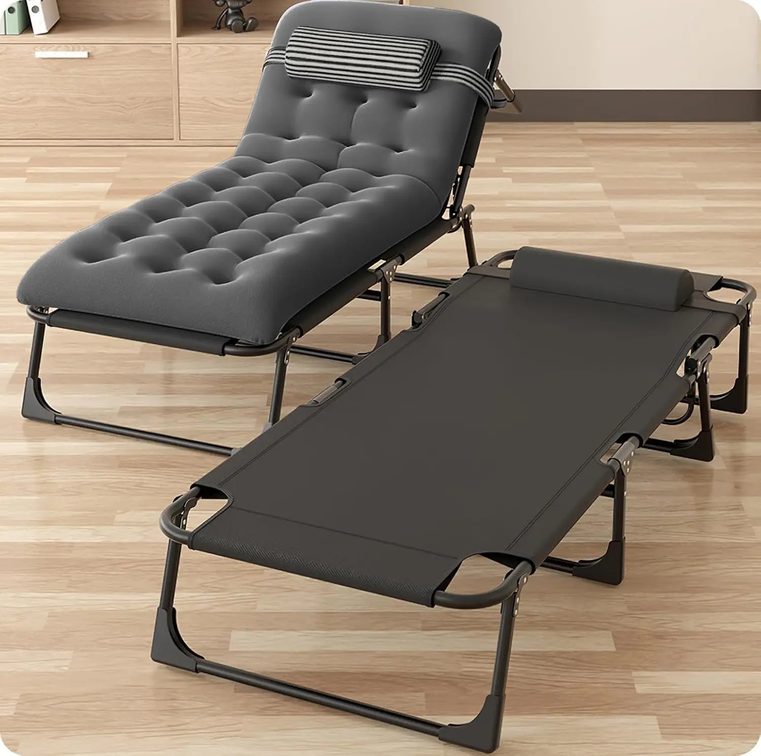 Camping Cot for Adults, Heavy Duty 3-in-1 Bed for Guest Sleeping, Adjustable Double-Layer 1200D with Mattress & Carrying Bag for