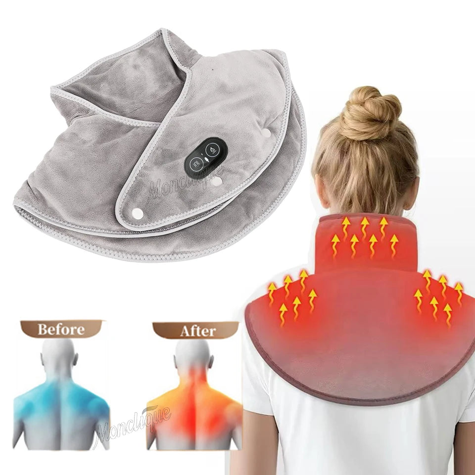 Neck Massager Brace Electric Heating Shoulder Pad 3Level Temperature Control Hot Compress Cervical Shawl Muscle Relax Heath Care