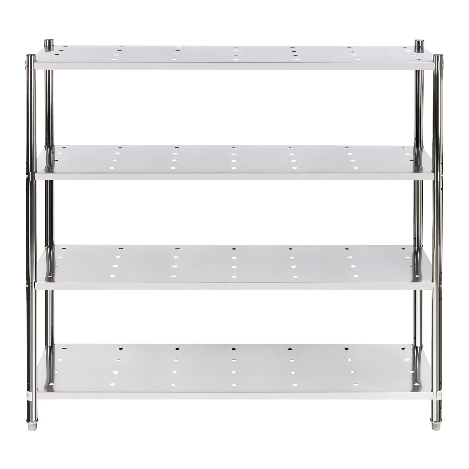 Stainless Steel Shelving, 4 Tier Adjustable Shelf Storage Heavy Duty Shelving Heightened Bottom for Storing and Displaying Goods