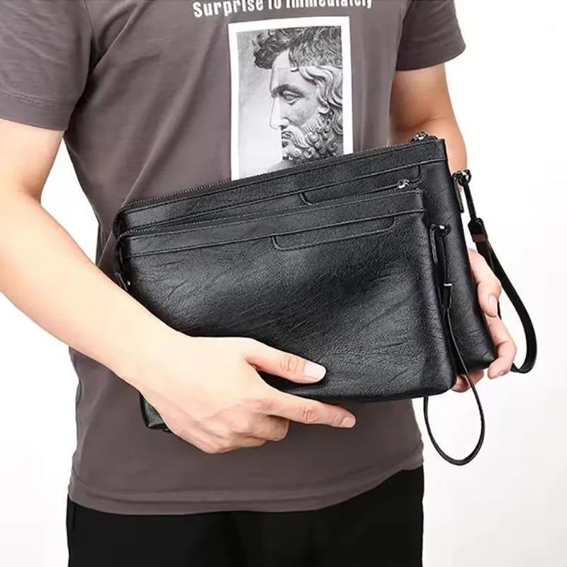 Business Clutch Bag High Quality PU Envelope Bags Fashion Brand Design Handbags Casual Travel Men&