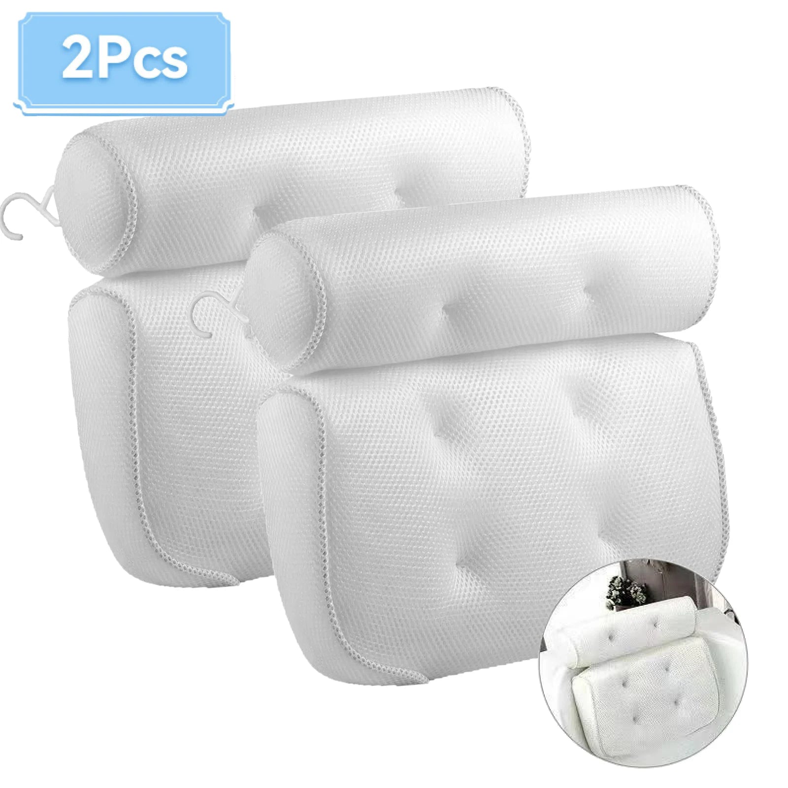 Bath Pillow for Bathtub Support Neck,Head and Back with Non-Slip Suction Cups air mesh Bathtub Pillow