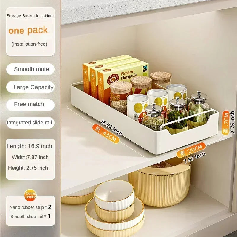 Pull Out Cabinet Organizer with Slide Rails Storage Rack
