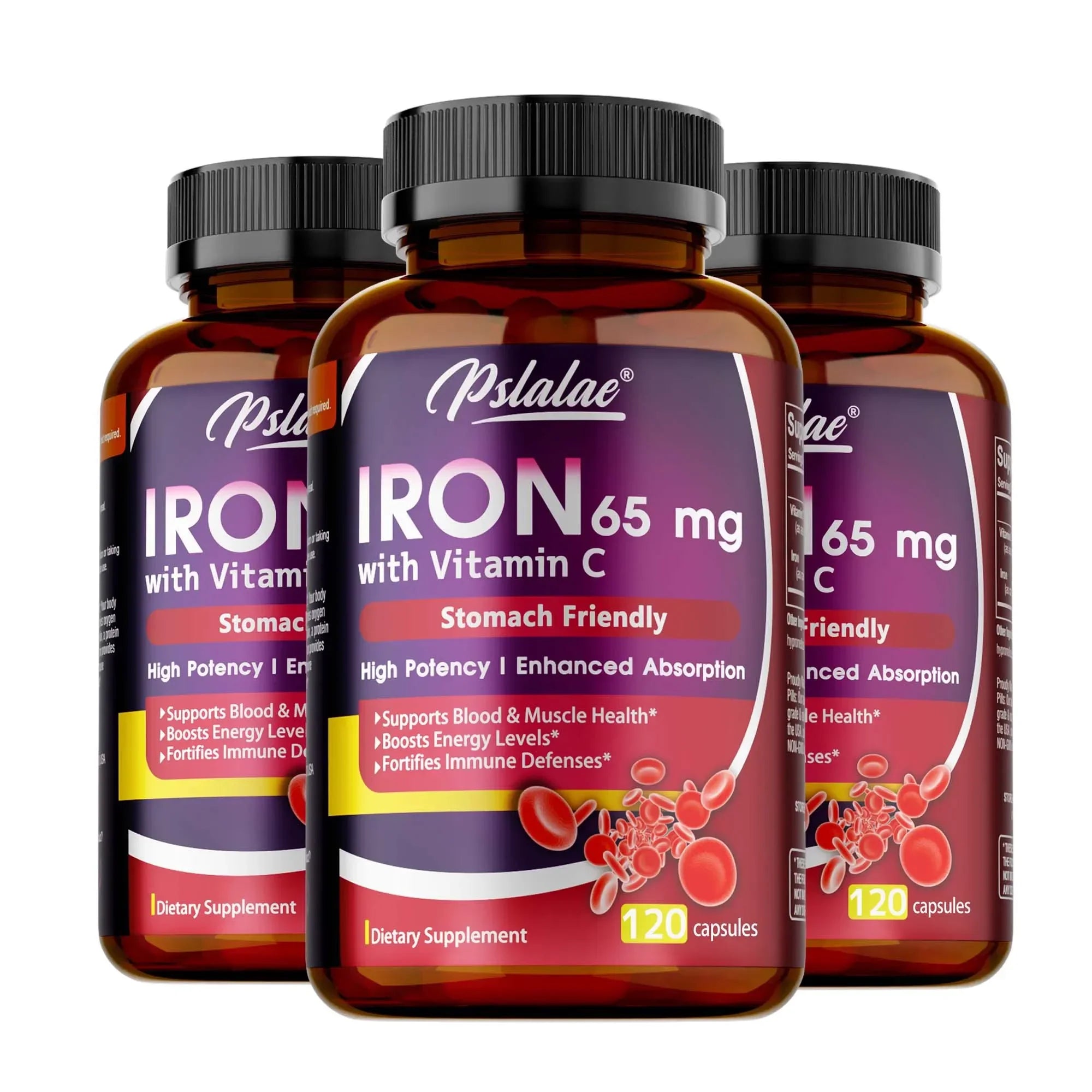 Iron Supplement 65 mg with Vitamin C - Maximized Absorption, Increase Energy,Maintain A Healthy Immune System and Brain Health