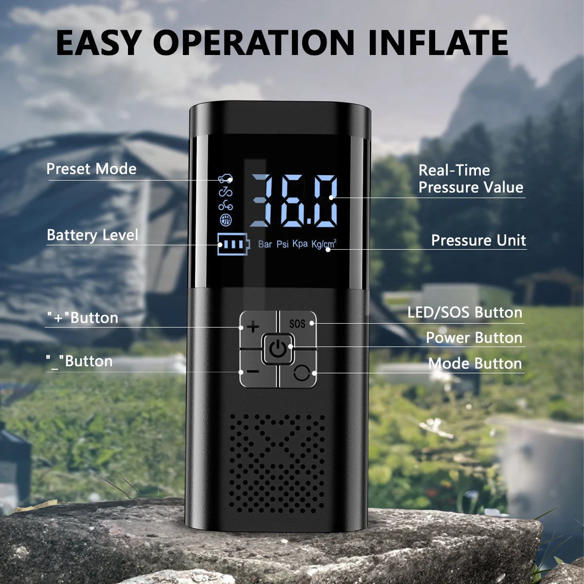 Cordless Tire Inflator 150PSI Portable Air Compressor LED Display