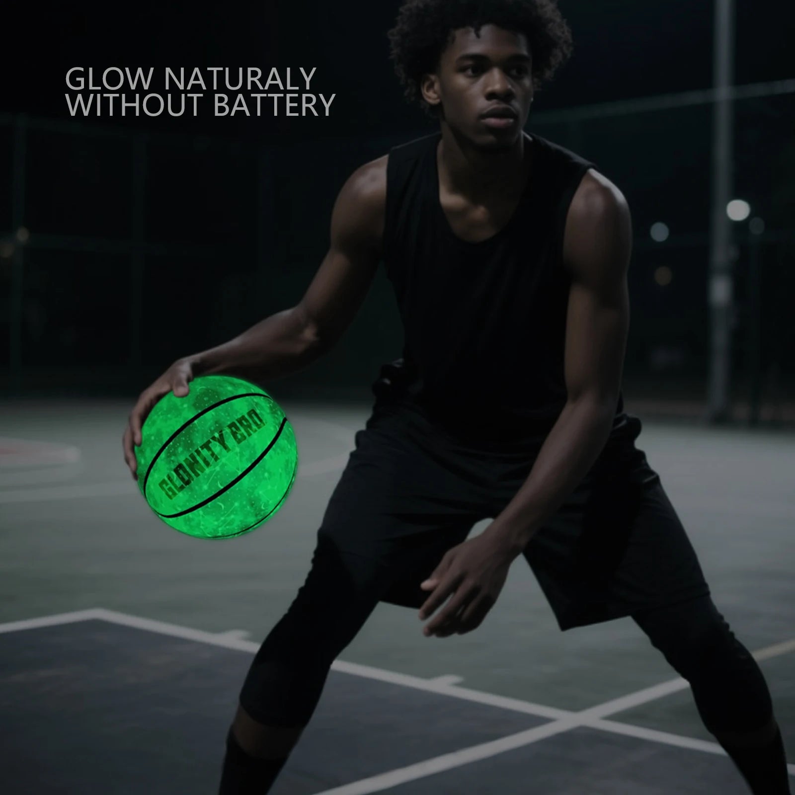 Glowing Leather Green Luminous Basketball Gift For Boys Girls,In&Outdoor Night Game Ball Size 7(29.5") / 6(28.5") / 5 (27.5")
